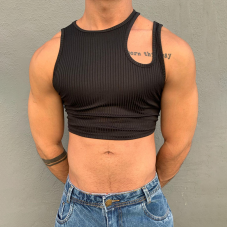 Men's Sexy Asymmetric Cropped Knit Tank Top