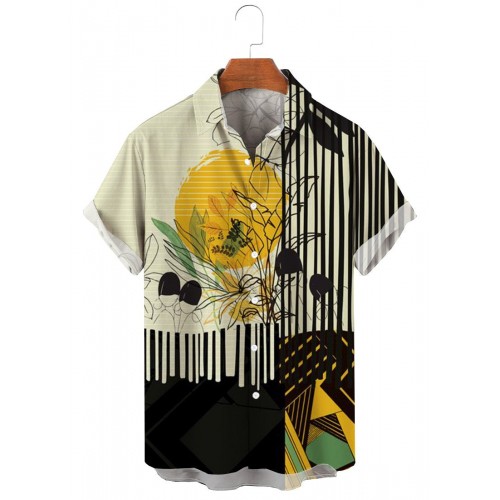 Men's Colorblock Striped Print Shirt 94687058X