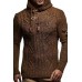 Men's Sweater Long Sleeve Slim Knit Pullover with Hooded Horn Button