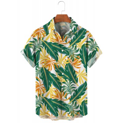 Men's Hawaiian Leaf Print Shirt 96182731X