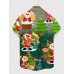 Summer Christmas Santa Claus and Elk, Christmas Tree Printing Men's Short Sleeve Shirt