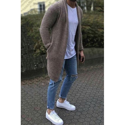 Men's Sweater Long-sleeved Cardigan Solid Color Sweater